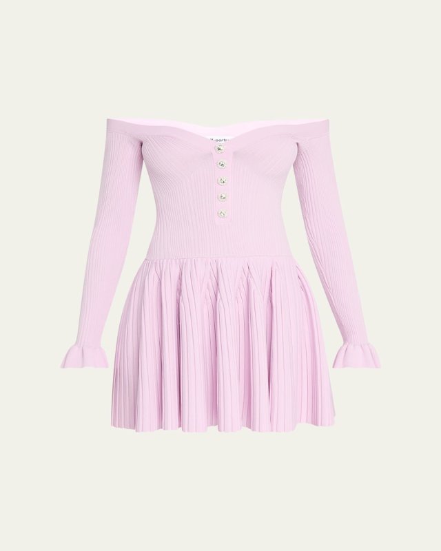 Off-Shoulder Ribbed Knit Mini Dress